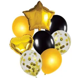 8 Pcs Gold Balloons Set with a Foil Balloon Birthday Party Decorations Heart Stars balloon