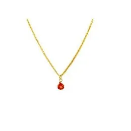 Gold  Plated 2mm Bismarck Chain With  Red Stone New Design Pendant For Women.
