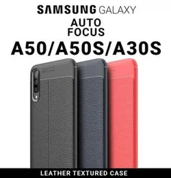 Luxury Auto Focus Leather Texture Silicone TPU Back Cover For Samsung A30s A50 A50s