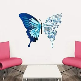 Decal O Decal' Blue Butterfly with Motivational Quotes ' Wall Stickers (Pack of 4, Blue Butterfly with Motivational Quotes)(FROM INDIA FAAZ)