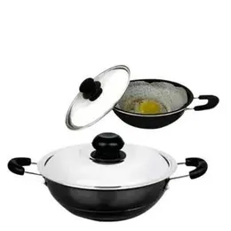 Non stick Hopper pan Brand zeemar with wooden spoon