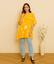 Yellow with White Short Kaftan SK 11