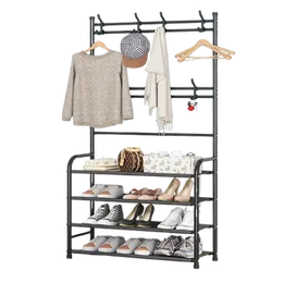 Simple Floor Clothes Rack â Black | Portable Standing Garment Rack | Foldable Home Clothing Organizer | Space-Saving Clothes Storage | Minimalist Bl