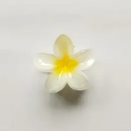 Medium Size White Shaded Plumeria Temple Flower Hair Claw Clips