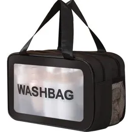 Clear Cosmetic Travel Wash Bag -Medium (Black)