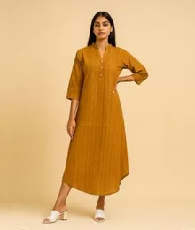 Brown Cotton Embroidery Frock
