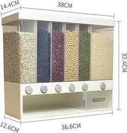 6 In 1 Rice Dispenser Airtight Grain Storage Container