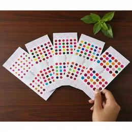 Multicolor Simple Plain Small Round Pottu Forehead, Kumkum Self-Adhesive Sticker Bindi card