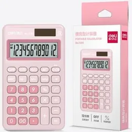 Deli Portable Calculator - Standard Function Cute Basic Calculator - 12 Digit Desktop Calculator with Large LCD Display, Solar Battery Dual Power Offi
