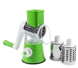 Multi-Function Ergonomic Tabletop Drum Grater with Manual Vegetable Spiral Slicer and Cheese Grater, Compact Handheld Rotary Cutter