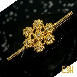 ESH Gold Plated Stylish Flower Theme Kandiyan Saree Brooch / Saree Pin for Women