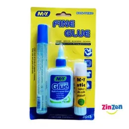3 Pcs Fine Glue Set - Adhesive Clear Liquid Glue Pen, Glue Stick & White Craft Glue Set for School Office Home