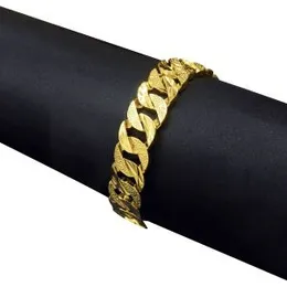 Gold Plated High Quality Machine Cut Medium Wide Albert Bracelet Box clasps 19.5CM