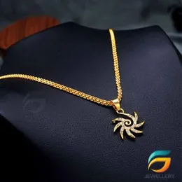 Gold Plated Chain With Pendant 18/24 inch 02MM Bismark Chain with Star Sun Theme Pendant Necklace for Ladies & Girl.