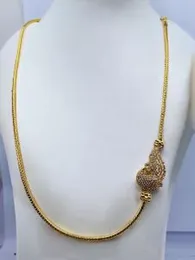 Thalikkodi Wedding Rope Mugappu Chain with Gold Color Peacock Pendant – White Stone New Model Stylish Gold Plated Necklace