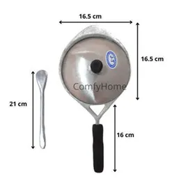 Stainless Steel Fry Pan Set with Lid & Spoon (16.5 cm)