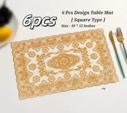 Table Mat Set 6pcs â Elegant Gold Design for Dining