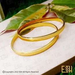 Gold Plated Plain Love Bracelet Bangles Set for Women & Girls