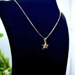 Gold Plated 1mm New Model Box Chain With Star Pendant With White Stone For Women.