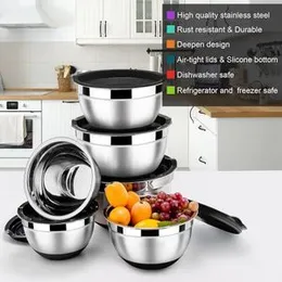 5 Piece Stainless Steel Mixing Bowl Set with Lids