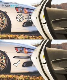 Carzex Car Rubber Guard Bumper Protector with Double Chrome Strip for All Cars 4Pcs - Black