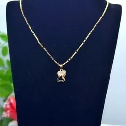 Gold Plated 1mm New Model Box Chain With Double Heart Pendant With White Stone For Women.