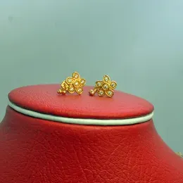 Gold Plated Flower  Stud  Stone Earring For Women.