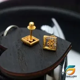 Gold Plated Box Design Earring With Stone Fashion Stylish Rich Look Earring For Women.