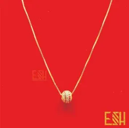 18 Inch Short Gold Plated 1MM Box Chain with 10MM Ball Pendant – Rich Look Necklace for Women