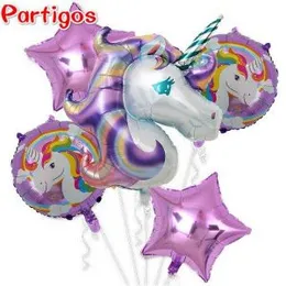 Unicorn Foil Balloons - Set of 5 Pieces Colorful Greeting Balloons for Special Occasions Birthday Parties
