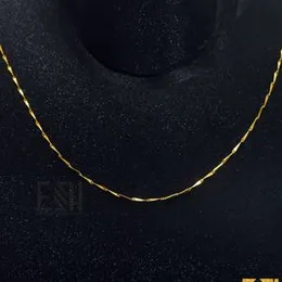 ESH Gold Plated Ladies 1MM Stylish V-Cut Chain Necklace – 18 Inch Short Elegant Design