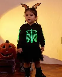 Baby Girls Glow in the Dark Skeleton Hooded Sweatshirt  Size : 9-12 months