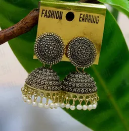 dull gold Jummikki Earrings With White Pearl For Women Party Wedding Earing Fashion Female Engagement Jewelry Valentine's Day Gift