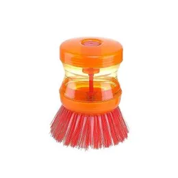 Soap Dispensing Dish Brush Plastic, Liquid Detergent Kitchen Scrubber with Refillable Handle, Easy Clean Scrubber for Plates Pots
