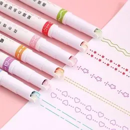 Curve Highlighter Pen Set | 6 Pcs Dual Tip Curved Highlighter Pens for Journaling, Writing & Note Taking