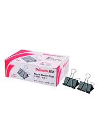 Esselte Binder Clip Black Long Tail Clip (Box) 12mm 12 Pieces