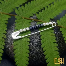 Silver Pin Brooch with White & Black Pearls – New Stylish & Charm Design for Women