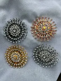 New Arrival Gold Plated Sun Design Beautiful Saree Brooch with Multi & White Stones for Women & Girls