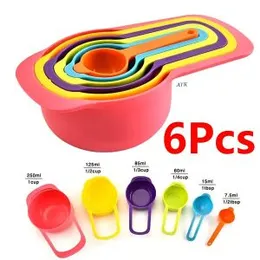 Measuring Cup And Measuring Spoon Set Cake baking accessorics 6 Pcs - Multi colour