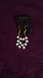 stone earrings hand made matallic lilac