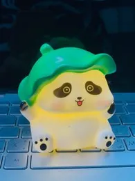 Bamboo Cap Panda LED Night Light â Cute & Eco-Friendly DÃ©cor