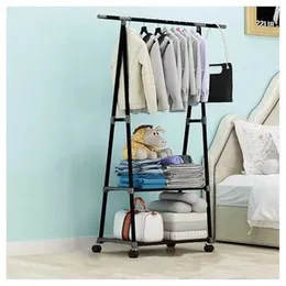 Triangle Clothing Garment Rack, Stainless Steel Removable Clothes Hanging Hanger Floor Stand Coat Rack Wheels for Home