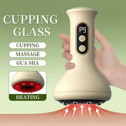 Electric Cupping Massager 9 Levels Vacuum Scraping GuaSha Massage Device Red Light Heating Therapy Shoulder Neck Back Massager