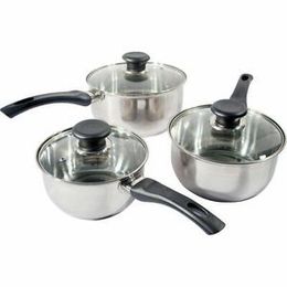 3 Pcs Classic Stainless Steel Sauce Pans 16,18,20cm