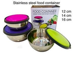 Stainless steel food container 3pcs (12,14,16cm)