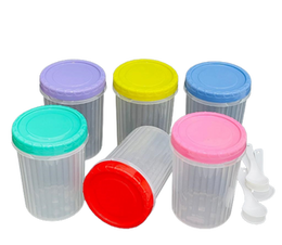 6 Pieces (600ml) Transparent Plastic Containers Set (ROUND MEDIUM) High Quality Durable Corrugated Shape Visual Kitchen storage