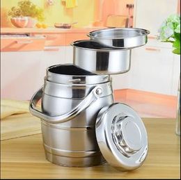 2.0L Vacuum Lunch Box Straight Double-layer Vacuum Pan Barrel-shaped Vacuum Lunch Box Stainless Steel Thermal Insulated Bento Food Container Box