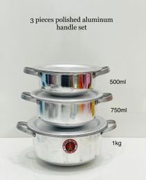 3 Pcs Polished aluminum Handle Set (500ml, 750ml, 1kg)