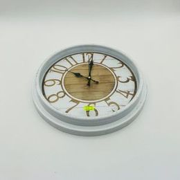 Wooden Design Plastic Wall Clock - Round Shape
