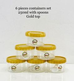 6 Pieces Container Set With Spoons Capacity 250ml High Quality